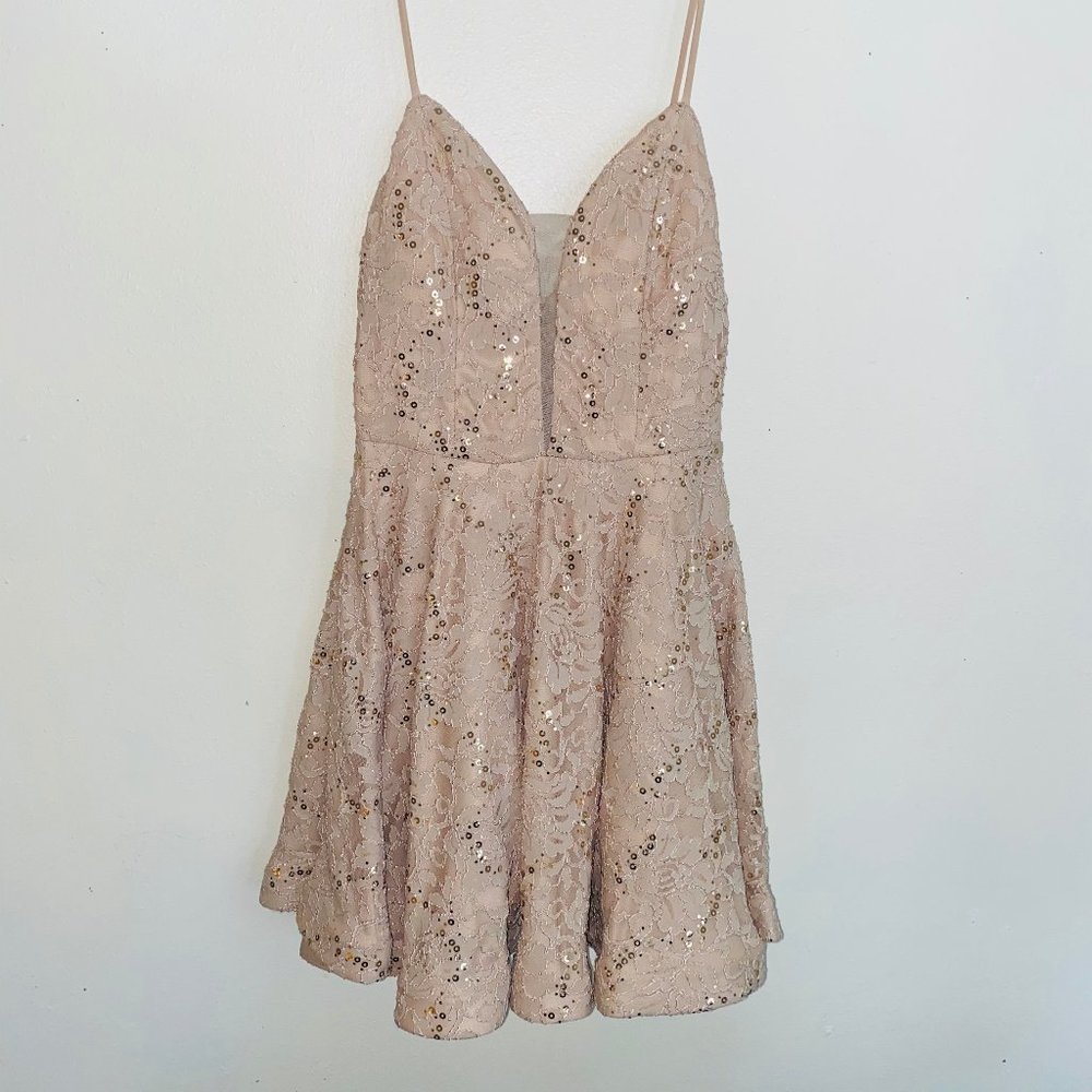 Xtraordinary cream Allover sequins short dress